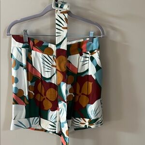 Floral Print High-Waisted Shorts with Belt